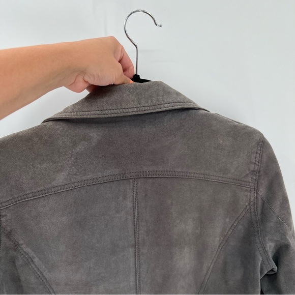 CASTRO Leather jacket genuine leather moto jacket green grey color - Picture 6 of 16